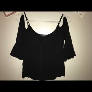 Black tank top, bare shoulders Blouse